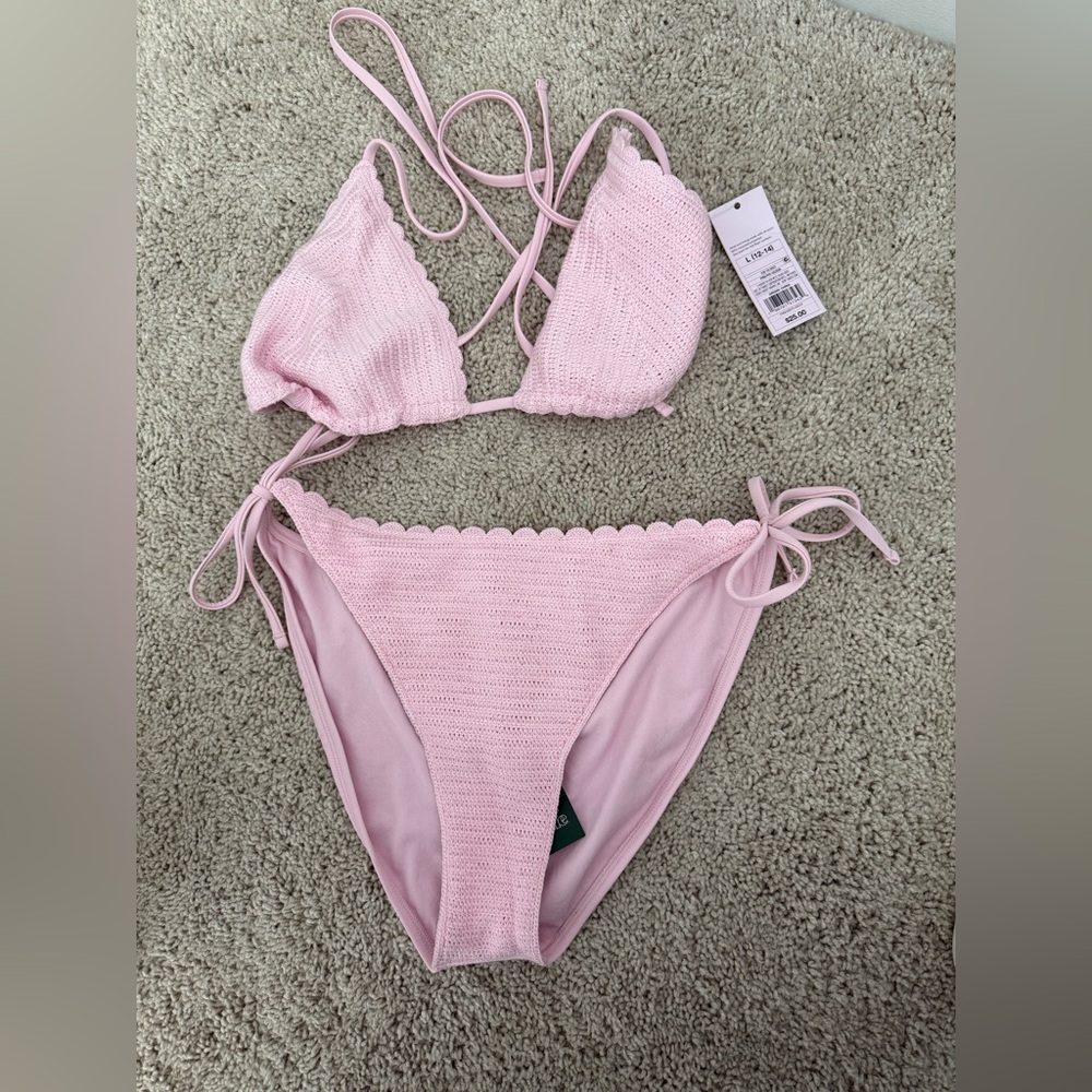 Pastel Pink Crochet Bikini Set - NWT